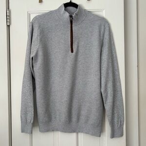 Hunter Men's 100% Cotton Light Gray Half-Zip Sweater